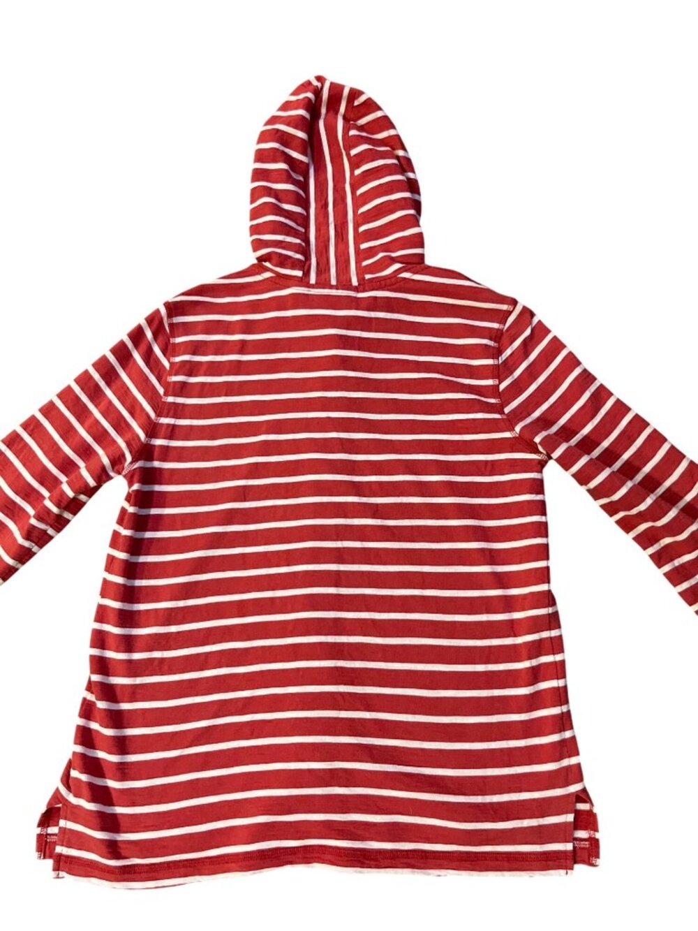 Chico’s Weekends Red Striped Hoodie Top Women’s 1 (M/8) Cotton Button Used - Picture 4 of 15